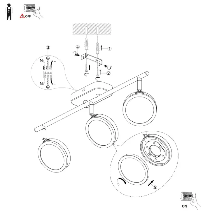Lindby 9951086 3x GX53 max 11W Ceiling Lamp - fig1