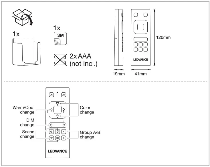 LEDVANCE 13077241 Smart Wifi Installation Remote Control - Product Overview 1