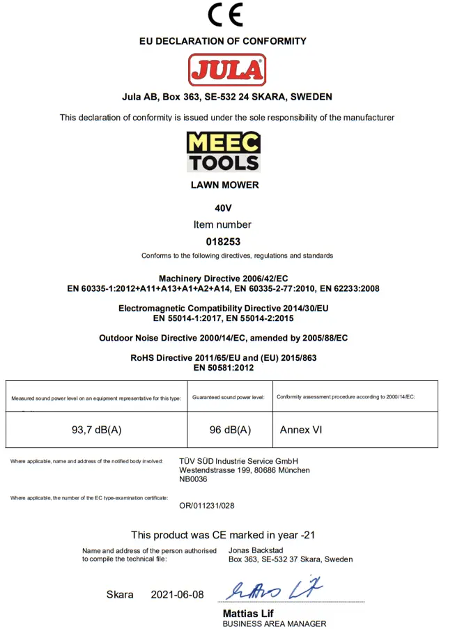MEEC TOOLS 018253 40V Battery Powered Lawn Mower - fIG