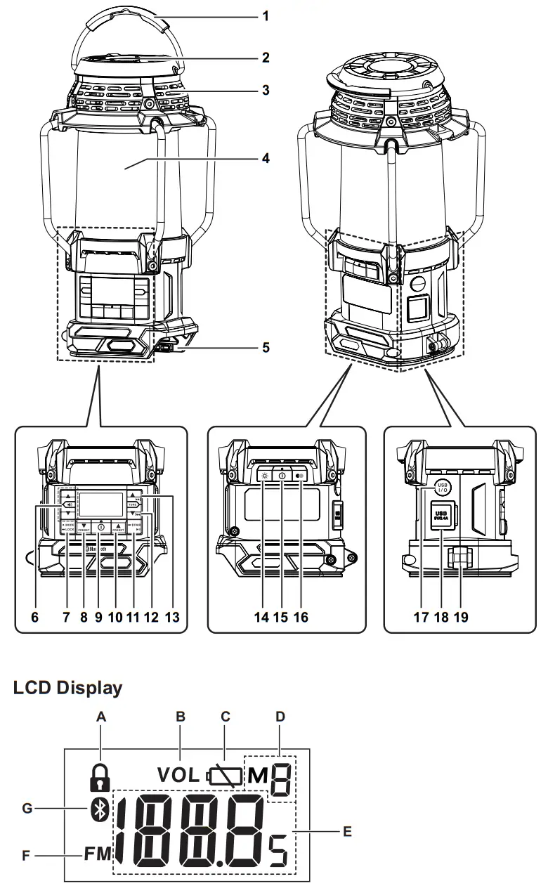 makita MR010GZ Cordless Radio with Lantern - fig1