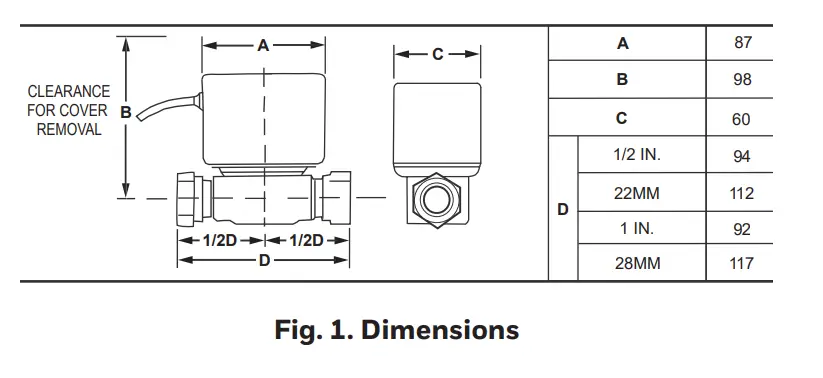 Honeywell V4043H1007 3 4 Inch 2 Port Motorised Zone Valve - Dimensions