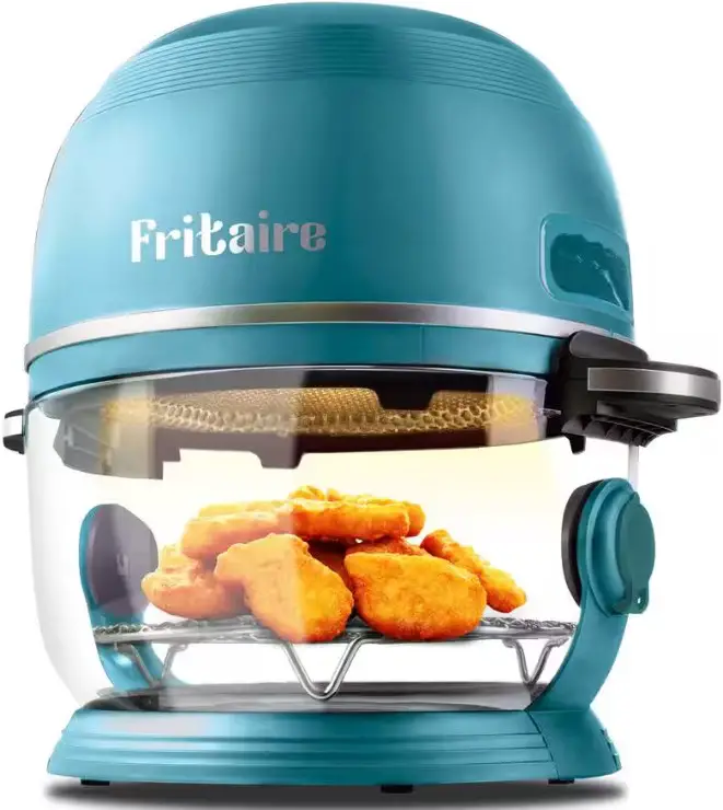 Fritaire-01-GR Green Air Fryer with Glass Bowl and Self Cleaning Function