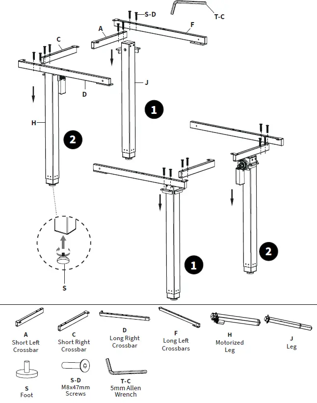 V I V O DESK-E-400B Electric 4-Leg Dual Motor Desk Frame 5