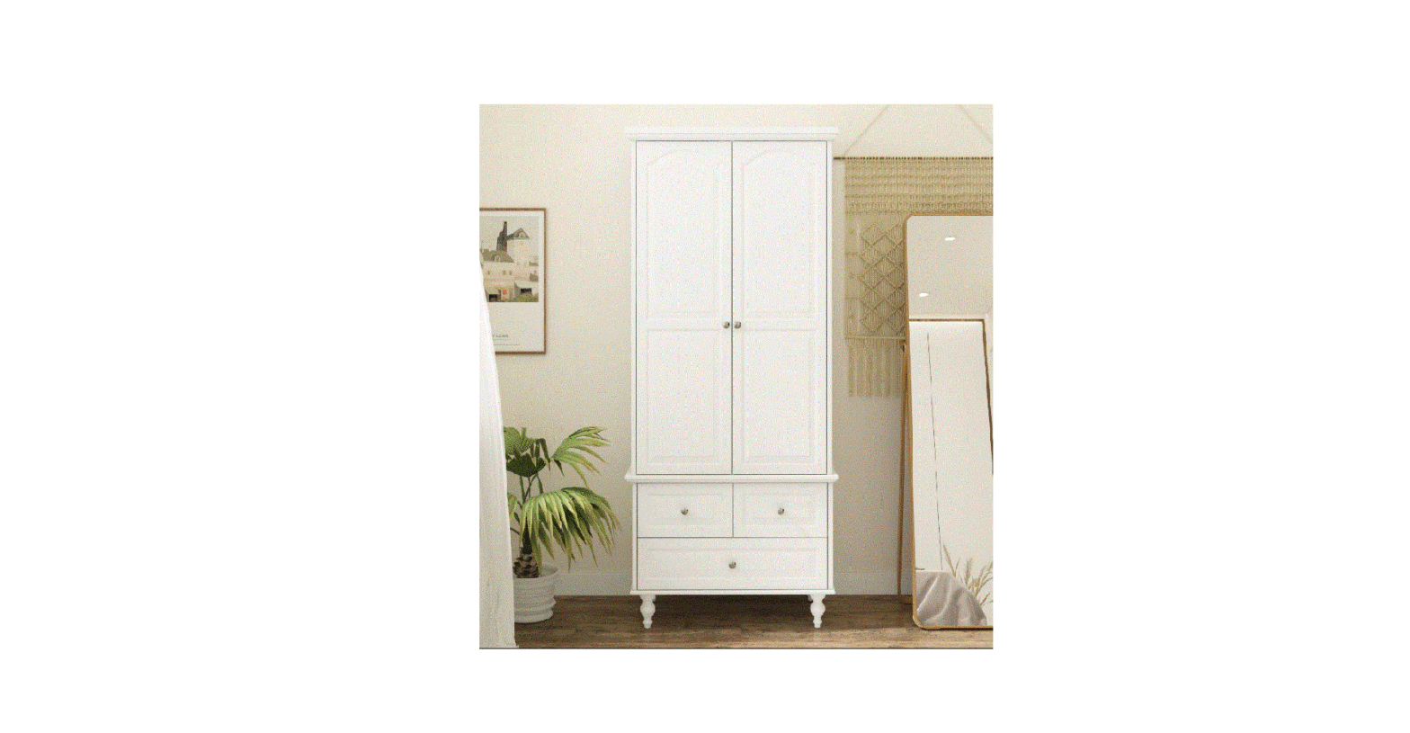 Fufu Gaga Kf330055-01 White Paint Wood 2-door Armoires Instruction Manual