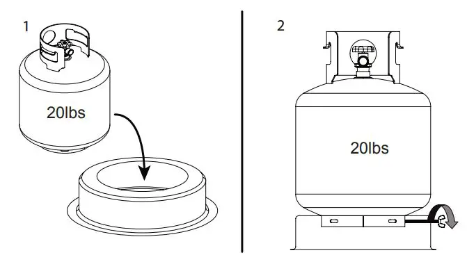 MODENO OFG116LP Nantucket Fire Bowl Owner's Manual - Place the tank seat on the ground and place a 20 lb
