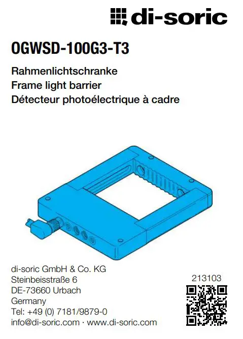 di-soric OGWSD-100G3-T3 Frame Light Barrier Owner's Manual