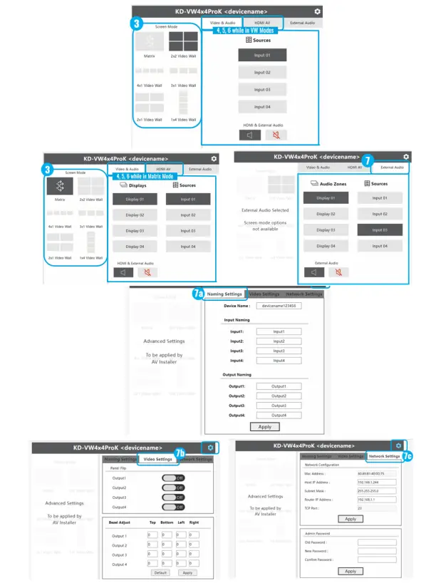 key digital KD-VW4x4ProK Video Wall Processor Matrix - Web UI