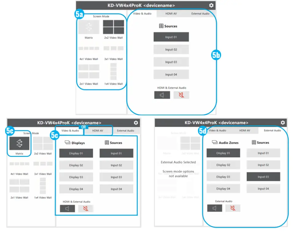 key digital KD-VW4x4ProK Video Wall Processor Matrix- audio output