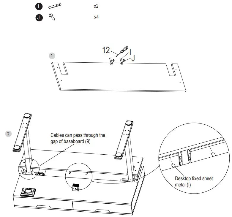 realspace 7500109 Smart Electric Height Adjustable Desk - Install baseboard