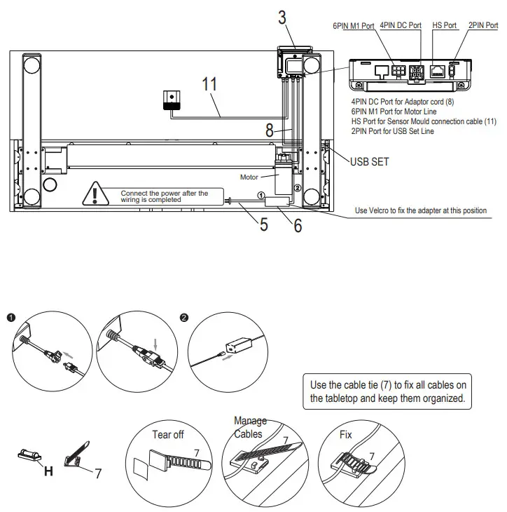 realspace 7500109 Smart Electric Height Adjustable Desk - Wire all cables to the Adapter