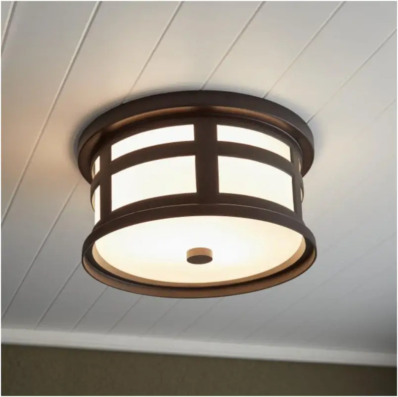 SIGNATURE HARDWARE 434135 Speckled Bronze Incandescent Flush Mount Light