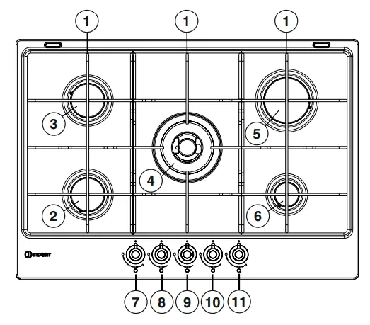 INDESIT TH 752 -I Built In Hob 5 Burners Power Flame - PRODUCT DESCRIPTION