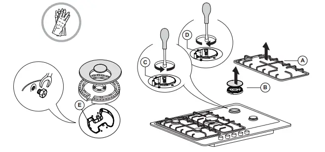 INDESIT TH 752 -I Built In Hob 5 Burners Power Flame - REPLACING THE INJECTORS