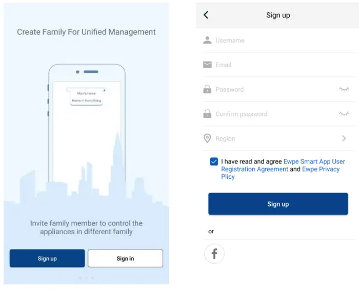 wilfa EWPE Smart App User - Registration