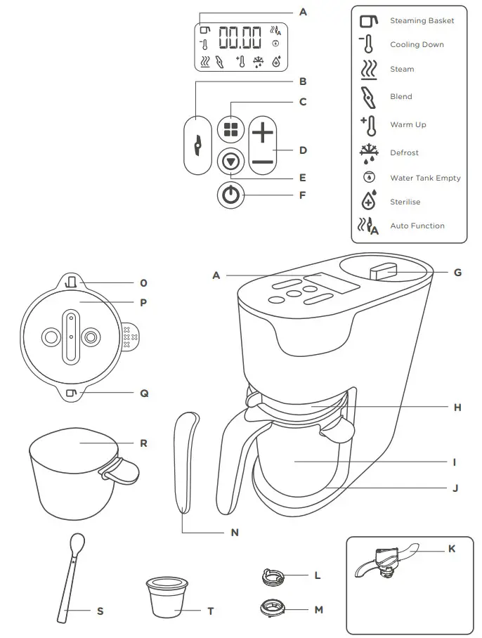 tommee tippee 0491656 Quick Cook 6 In 1 Baby Food Maker - Parts