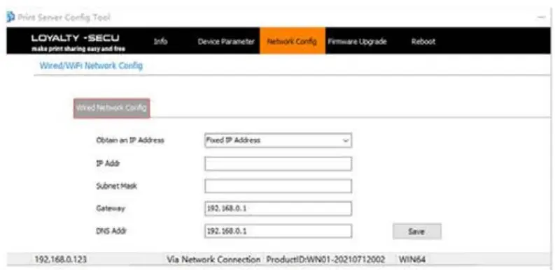 LOYALTY SECU LY MPS N01 USB Print Server - Config tool