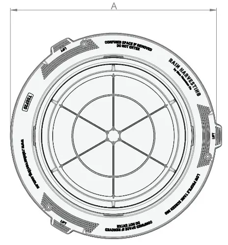 RAIN HARVESTING TSEF25 Low Profile Tank Screen 360 Kit with Screw Down Ring - Product Specification 1