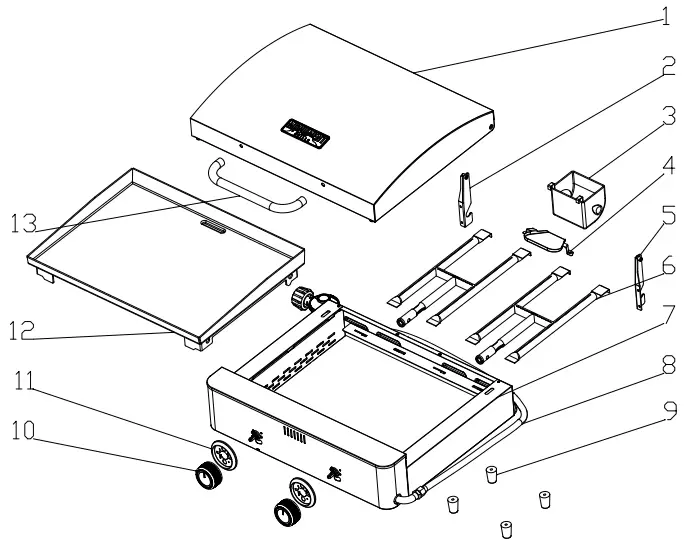 MONUMENT GRILLS 56045 Liquid Propane Gas Grill Griddle - Parts Diagram