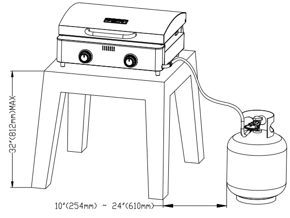 MONUMENT GRILLS 56045 Liquid Propane Gas Grill Griddle - hose length