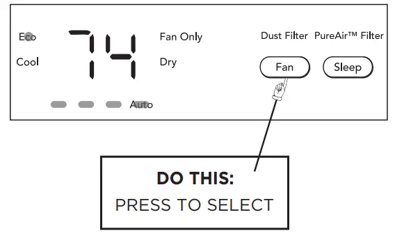 GHWQ105WD1 Frigidaire Gallery 10,000 BTU U Shape Window Room Air Conditioner - ADJUST FAN SPEEDS
