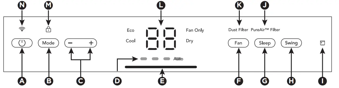 GHWQ105WD1 Frigidaire Gallery 10,000 BTU U Shape Window Room Air Conditioner - ELECTRONIC CONTROL