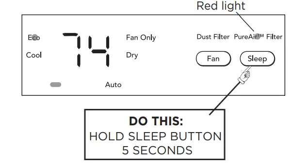 GHWQ105WD1 Frigidaire Gallery 10,000 BTU U Shape Window Room Air Conditioner - FILTER LIGHT