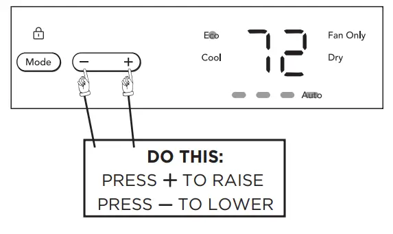 GHWQ105WD1 Frigidaire Gallery 10,000 BTU U Shape Window Room Air Conditioner - TEMPERATURE SETTING