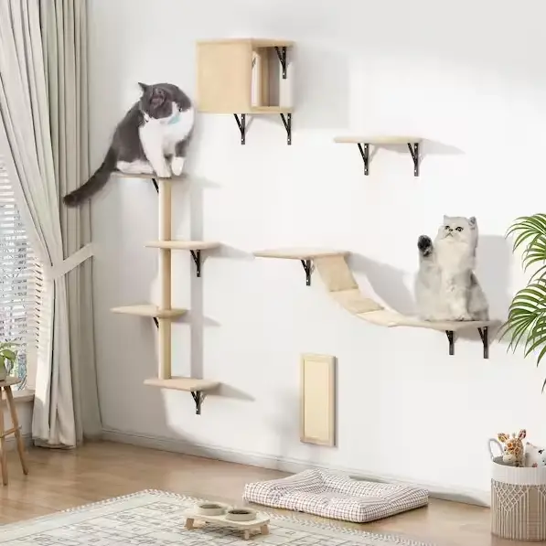 Coziwow-CW12E0506-5-Pieces-Wall-Mounted-Cat Tree-Shelves (4)