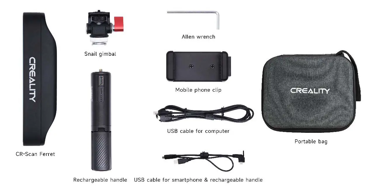 Creality 3D CR Scan Ferret 3D Scanner User Manual - Packing List