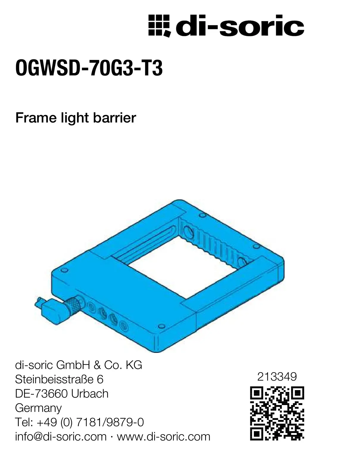 di-soric OGWSD-70G3-T3 Frame Light Barrier Owner's Manual