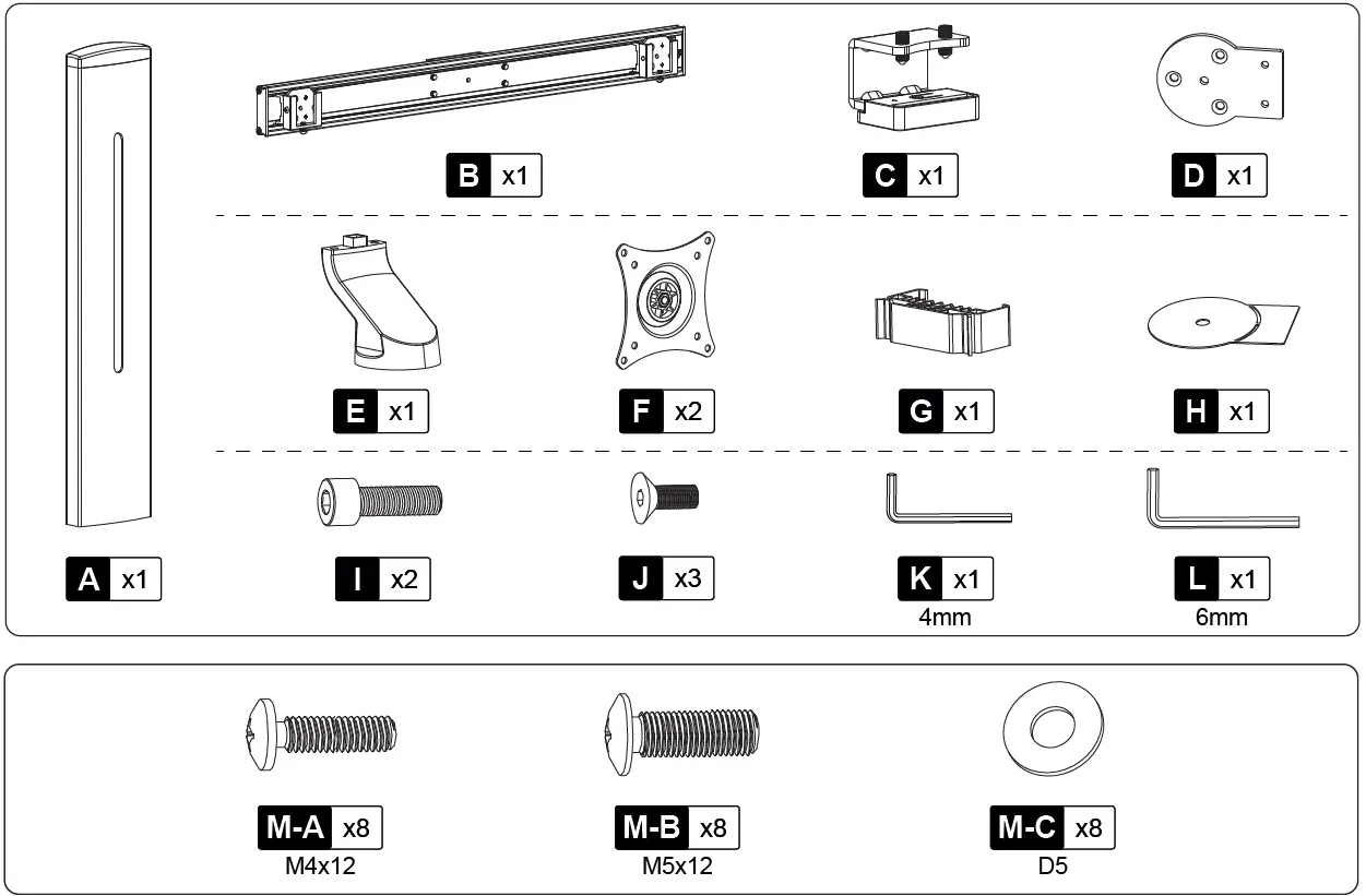 ricoo TS3811 Height-Adjustable Monitor Desk Mount 3