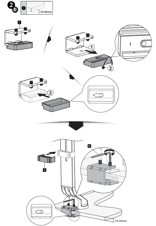 ricoo TS3811 Height-Adjustable Monitor Desk Mount 6