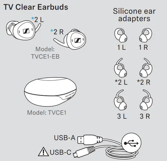 Sennheiser TVCE1-EB TV Clear Earbuds - Clear