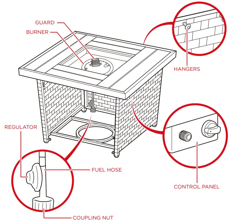 bcp SKY5672 SKY5673 28 Inch Wicker Fire Pit Table - fig12