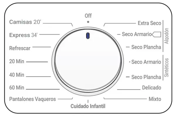 DAEWOO T8HT1W2ES Tumble Dryer - Programme Selection