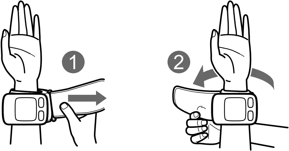 OMRON HEM-6232T - Applying the wrist cuff 4
