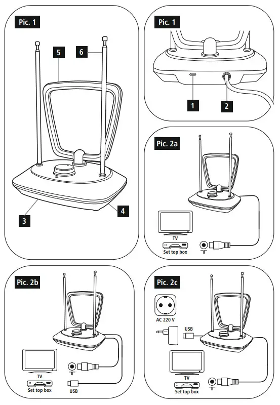 hama 00 221082 Active DVB-T2 Indoor Antenna - fig 1