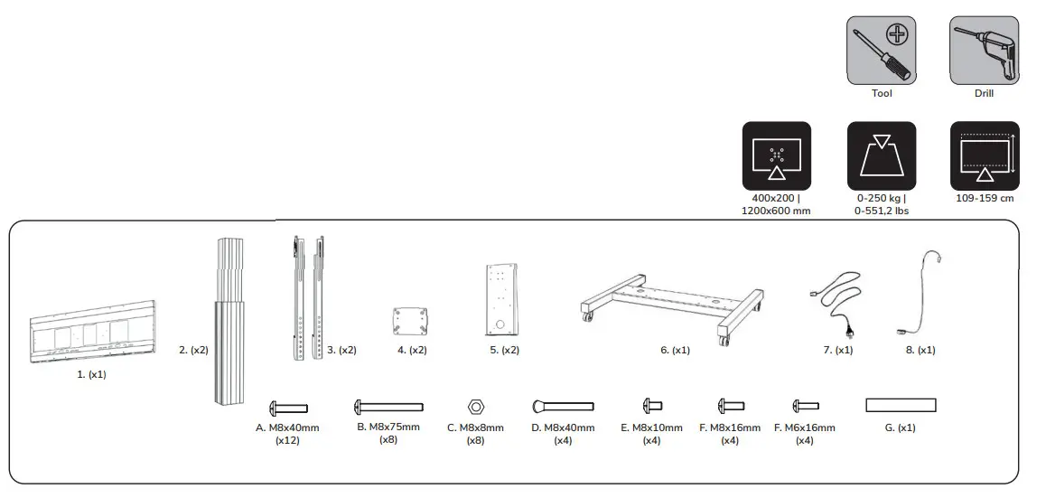 Neomounts PLASMA-M2600 Floor Stand - parts
