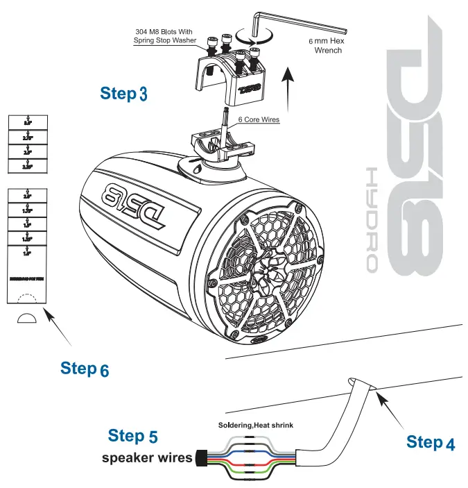 DS18 CF X8TP 8 Inch Marine Towers with Integrated RGB LED Lights - fig4