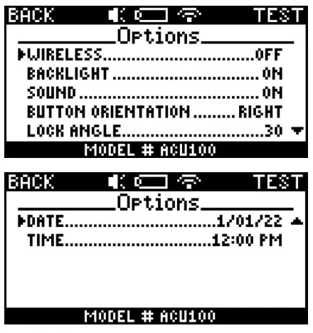 Lafayette Instrument ACU100 Range of Motion Inclinometer - Menu Screen1