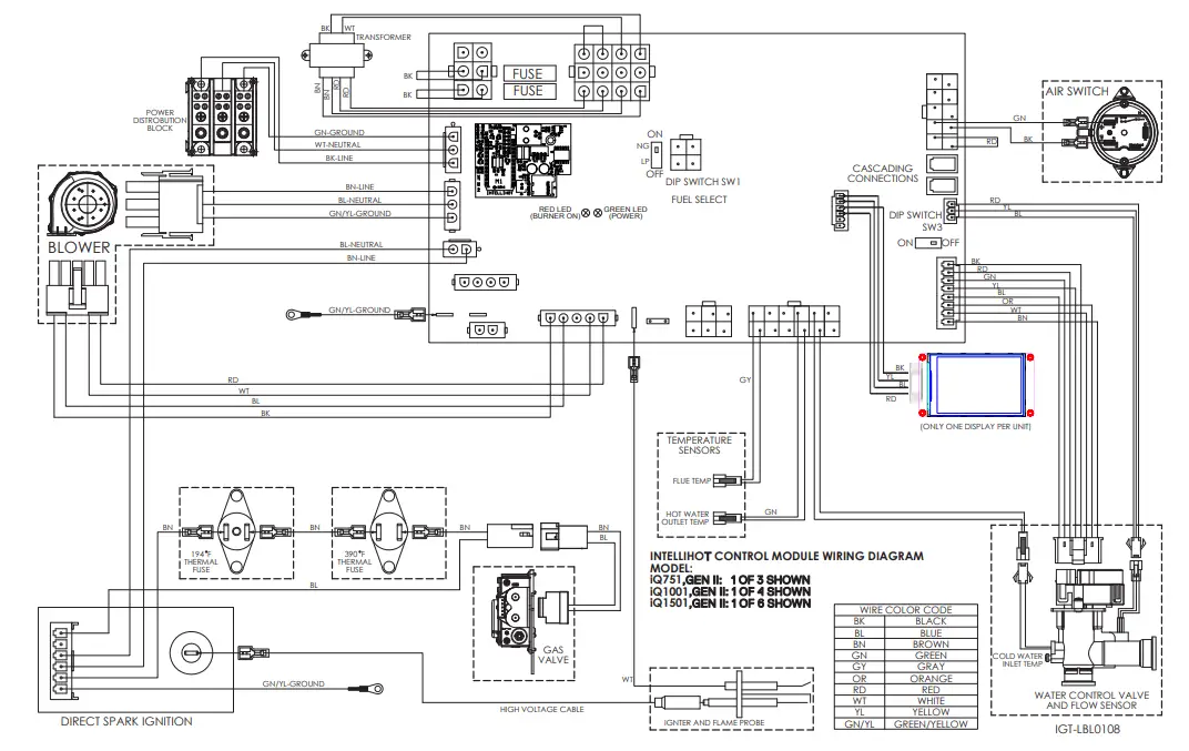 Intellihot iQ751 Water Heater - Wiring Diagram 1