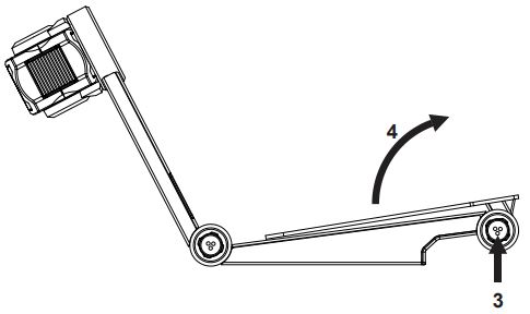 KOBA Vision ZoomCam Portable Camera Solution - Press the large round button in the hinge,Keep pressing the button while unfolding