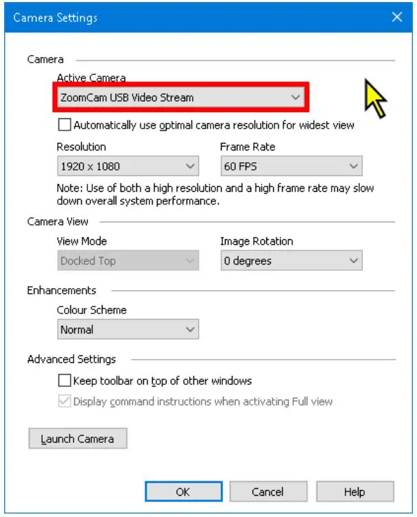 KOBA Vision ZoomCam Portable Camera Solution - Selecting the camera 2