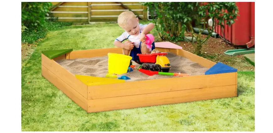 Outsunny 343-058v00nd Wooden Sand Pit Children Sandbox Instruction Manual