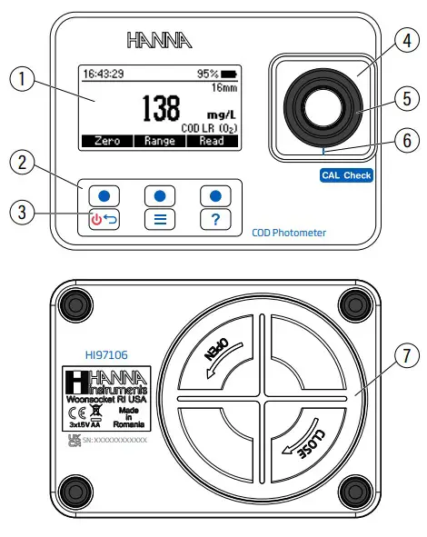 HANNA HI97106 Chemical Oxygen Demand Portable Photometer - FUNCTIONAL DESCRIPTION