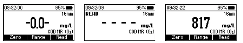 HANNA HI97106 Chemical Oxygen Demand Portable Photometer - instrument displays