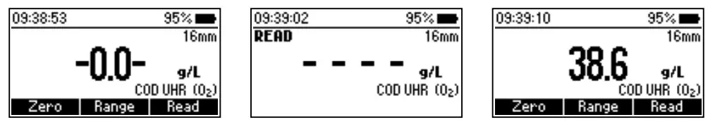 HANNA HI97106 Chemical Oxygen Demand Portable Photometer - instrument displays