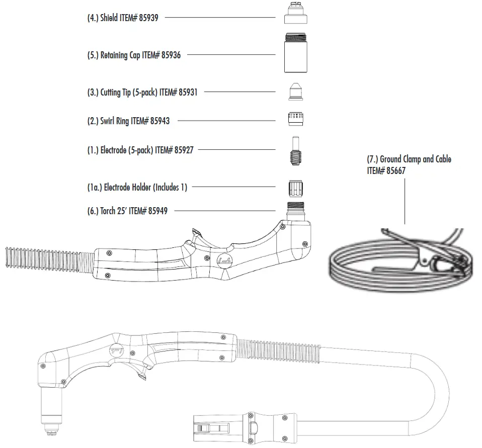 Forney 445 45 P PRO Plasma Cutter - Consumables List