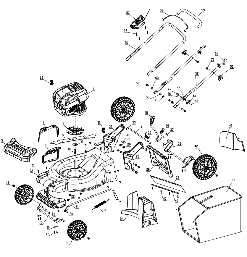 ATLAS 56998 80V Lithium Brushless 21 Inch Mower - Diagram 1
