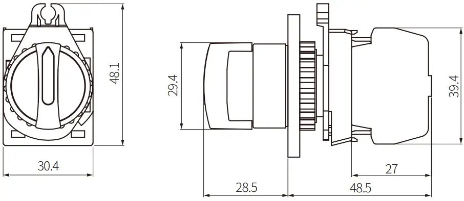 Autonics S2SR Series Selector Switches - Dimensions 1